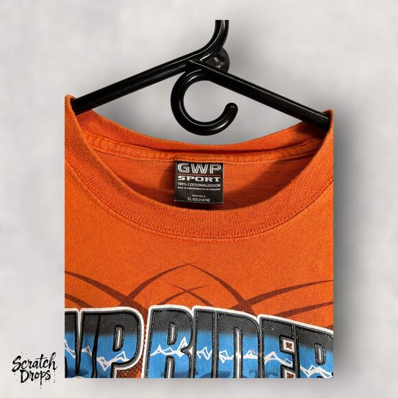 GWP Sport Youth XL Orange Long Sleeve Shirt Vintage Y2K Motocross Cotton Tee V10 - Picture 2 of 3